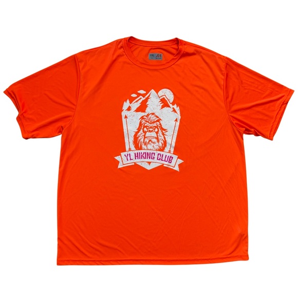 A4 Neon Orange Big Foot YL Hiking Club T-Shirt Men’s Size 2XL - Picture 1 of 10